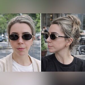 #29 Black Round Sunglasses with Steampunk Inspired Gold Trim